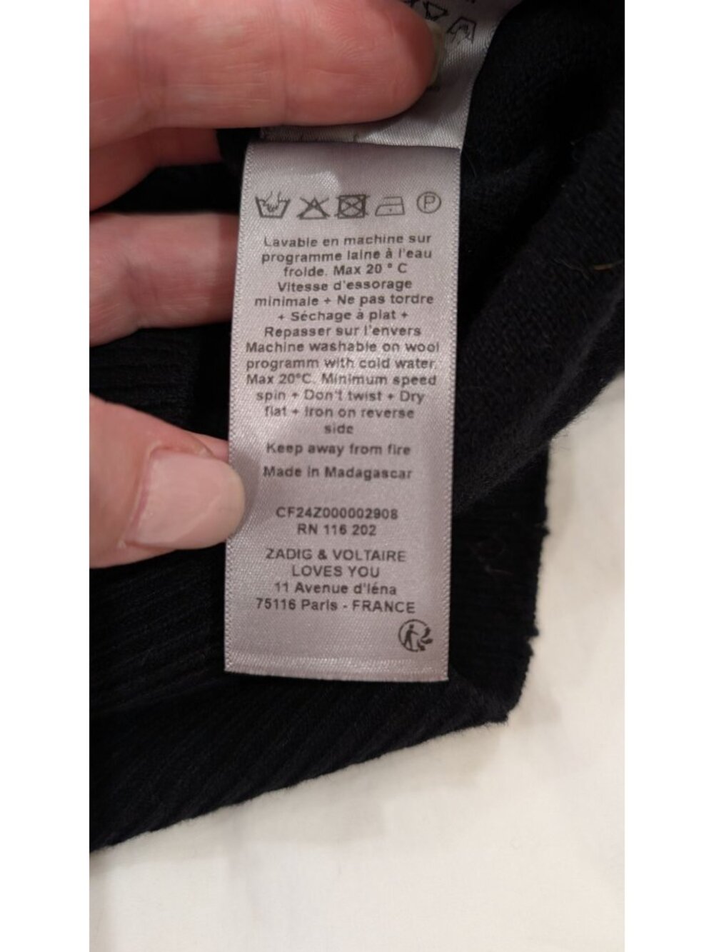 ZADIG & VOLTAIRE Delly C Flash Red Lightning Bolt Cashmere Sweater, Noir, XS - Picture 8 of 11